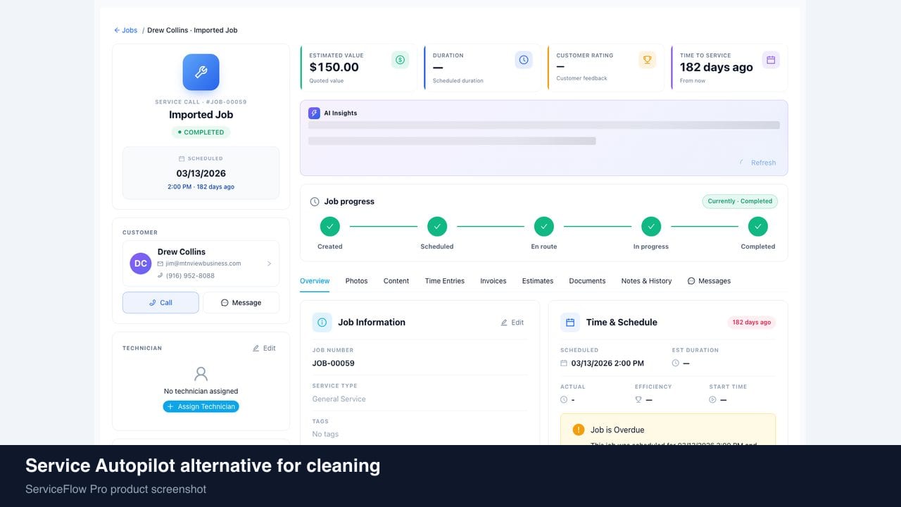Service Autopilot alternative for cleaning in ServiceFlow Pro — owners comparing field service software options for Cleaning Services