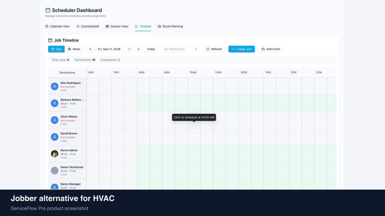 Jobber alternative for HVAC in ServiceFlow Pro — owners comparing field service software options for HVAC Services