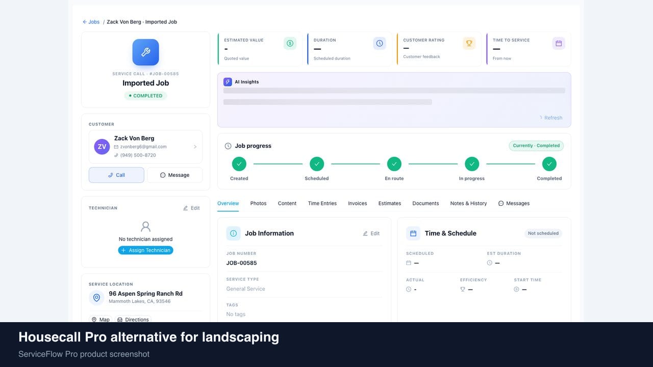 Housecall Pro alternative for landscaping in ServiceFlow Pro — owners comparing field service software options for Landscaping & Lawn Care