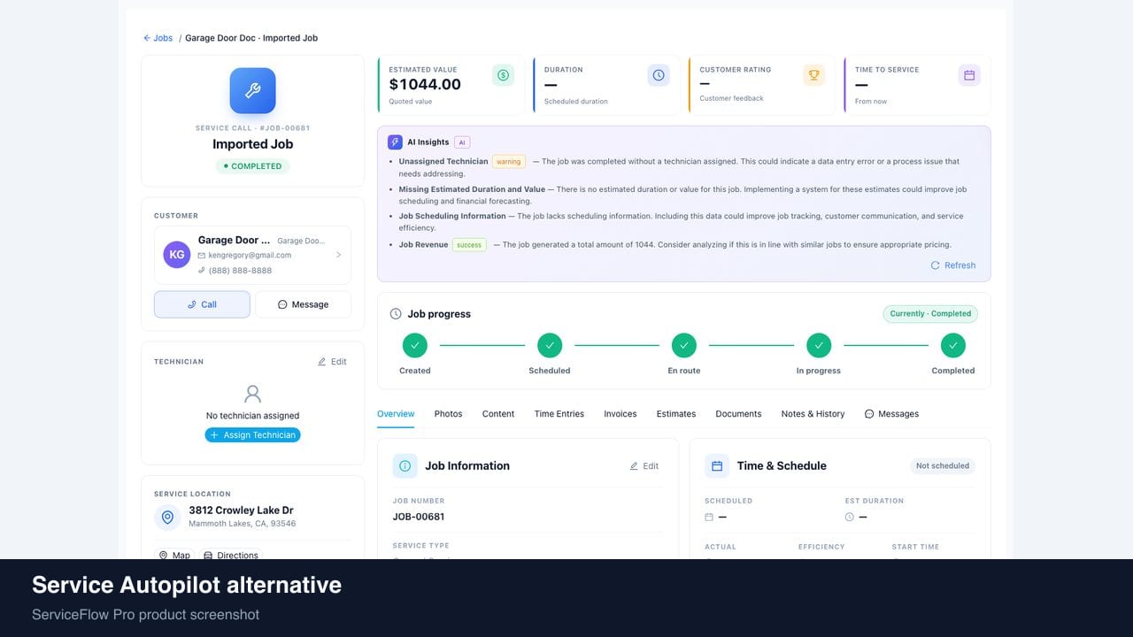 Service Autopilot alternative in ServiceFlow Pro — owners comparing field service software options for Landscaping & Lawn Care