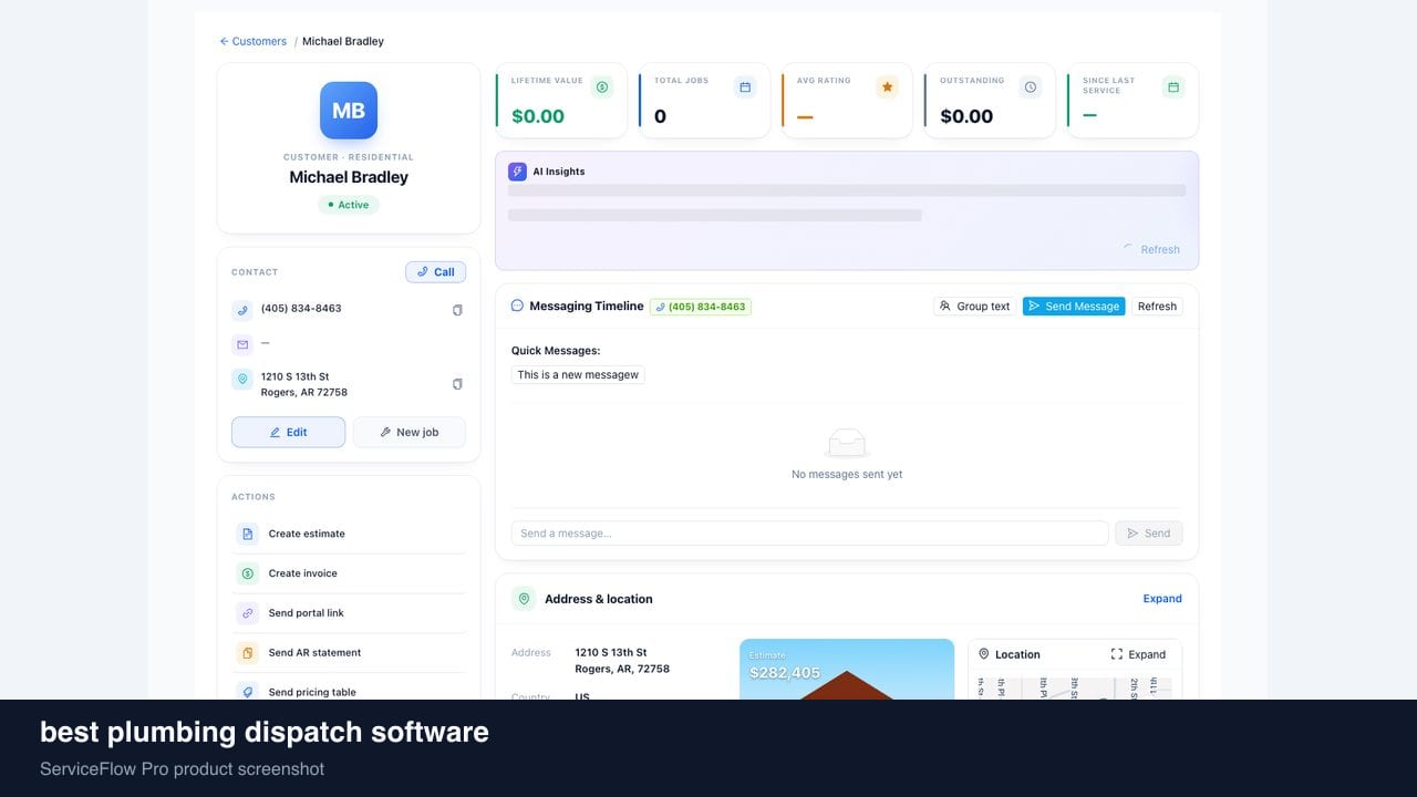 best plumbing dispatch software in ServiceFlow Pro — a dispatcher at a live job board for Plumbing Dispatch