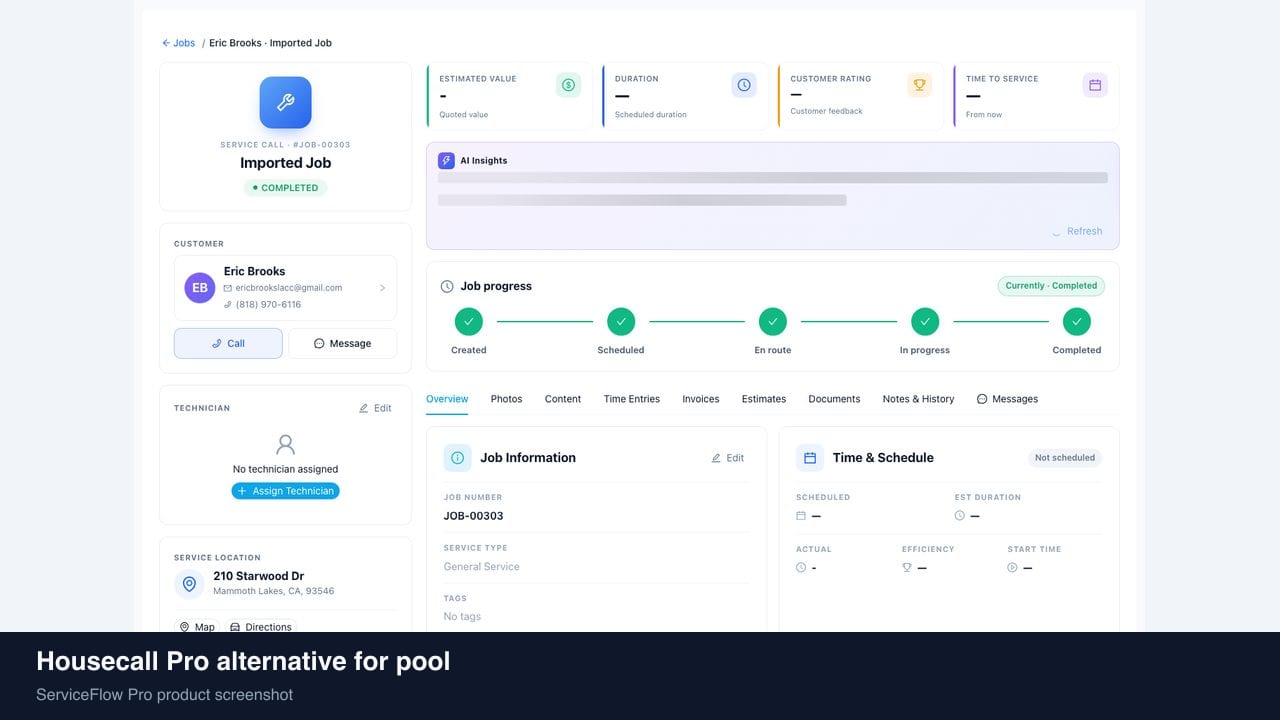 Housecall Pro alternative for pool in ServiceFlow Pro — owners comparing field service software options for Pool Service